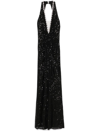 Sequinned Halterneck Maxi Dress
