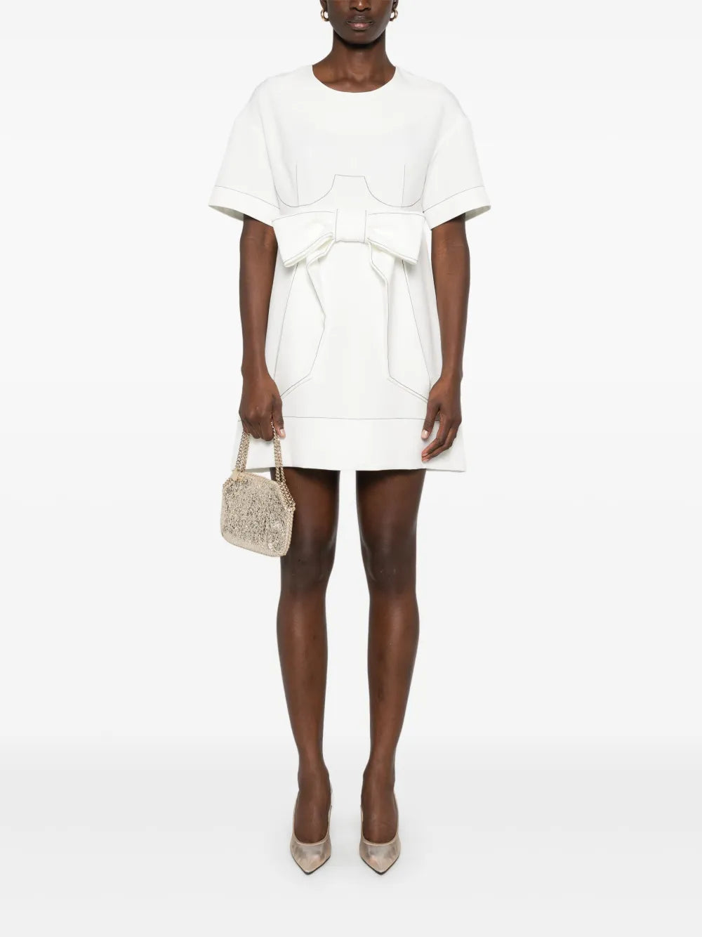 Contrast-Stitching Mini Dress