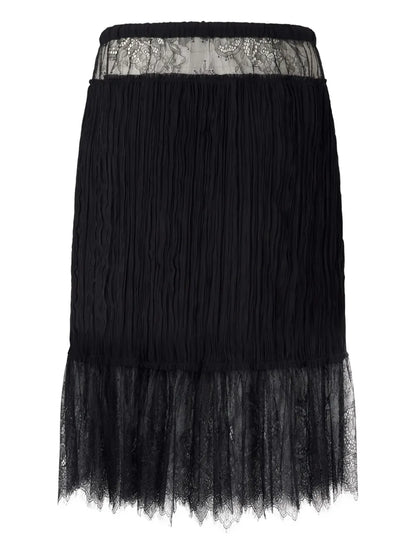 Lace-Detail Gathered Skirt