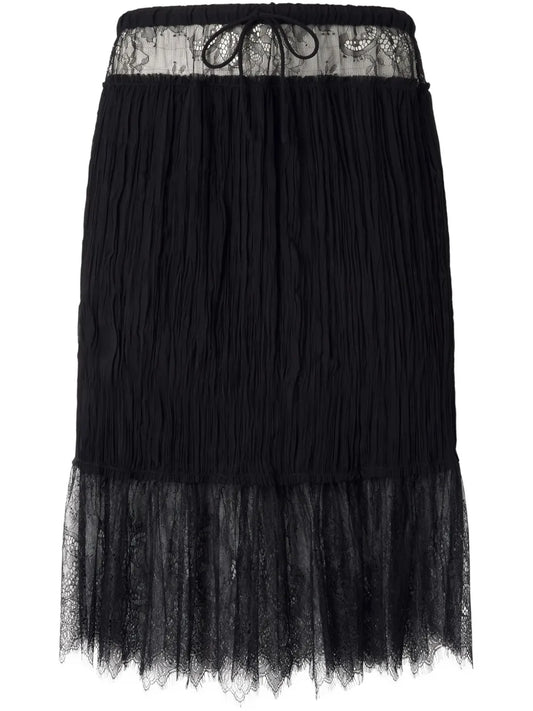 Lace-Detail Gathered Skirt