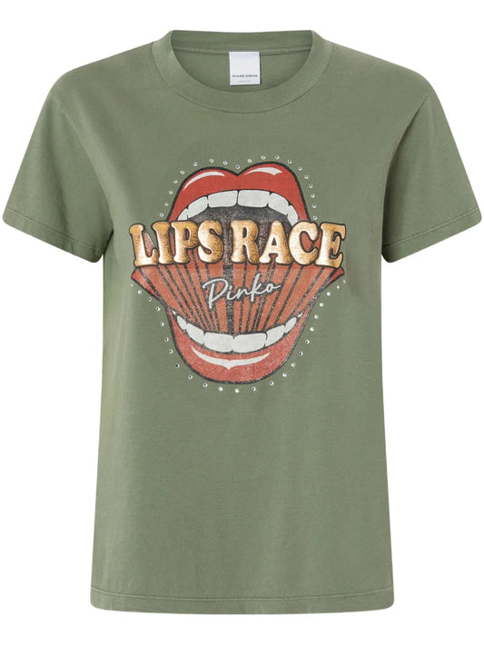Lips Race Mouth Print T-Shirt
