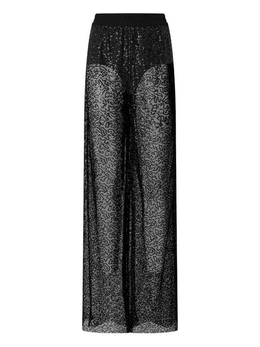 Sheer Sequinned Wide-Leg Trousers