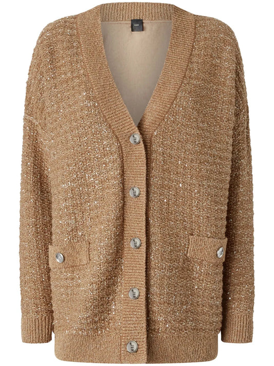 Metallic-Threading Cardigan