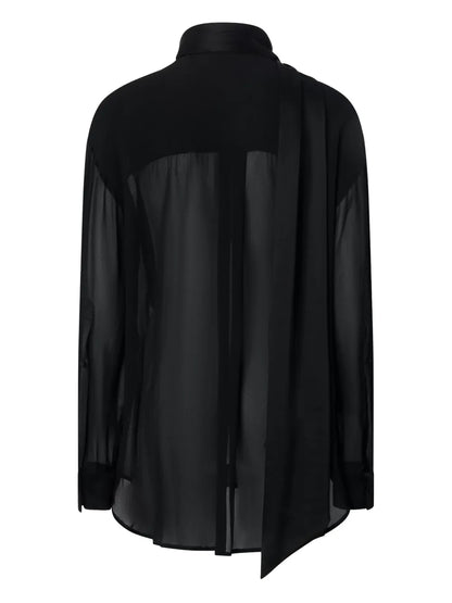 Attached-Scarf Blouse