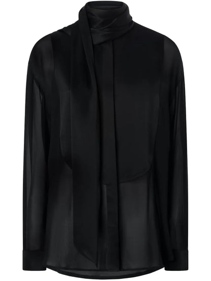 Attached-Scarf Blouse
