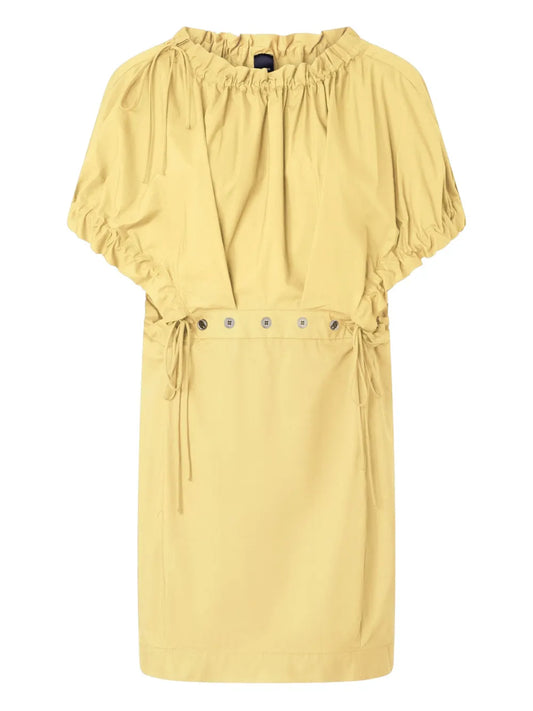 Puff-Sleeve Drawstring Dress