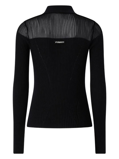 Ribbed Long-Sleeved Polo Shirt