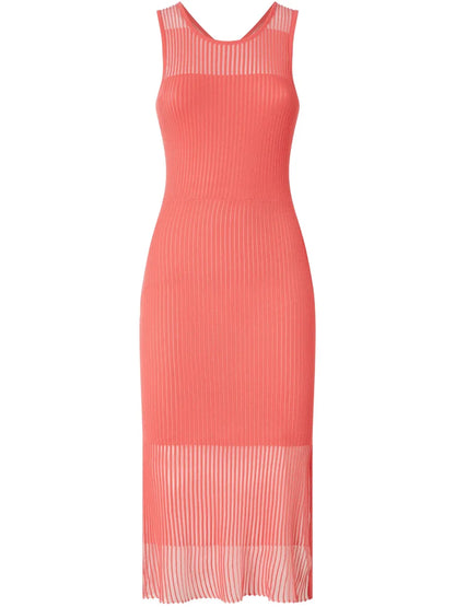 Ribbed See-Through Midi Dress