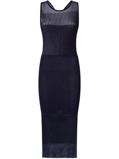 Ribbed See-Through Midi Dress