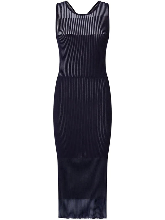 Ribbed See-Through Midi Dress