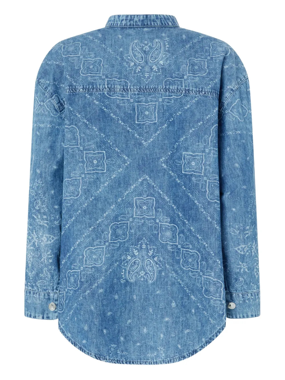 Bandana-Print Denim Blouse