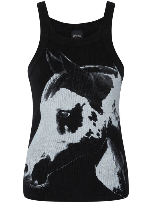 Horse-Print Tank Top