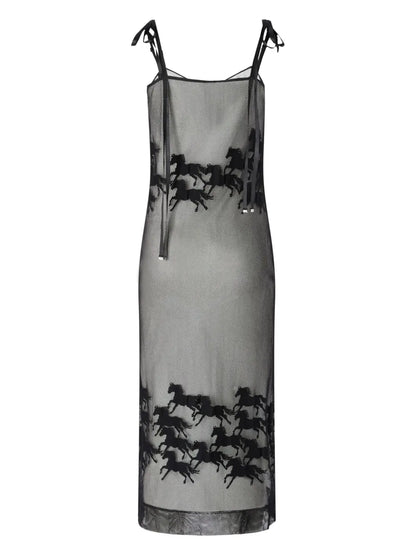 Horse-Detail Midi Dress