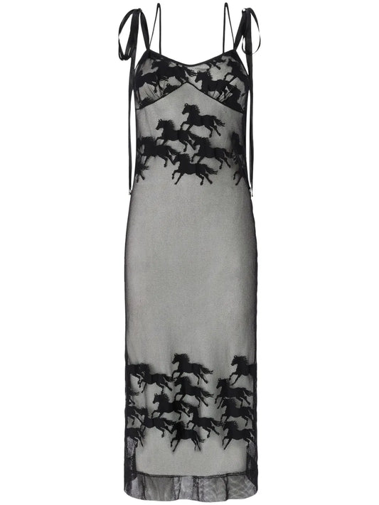 Horse-Detail Midi Dress