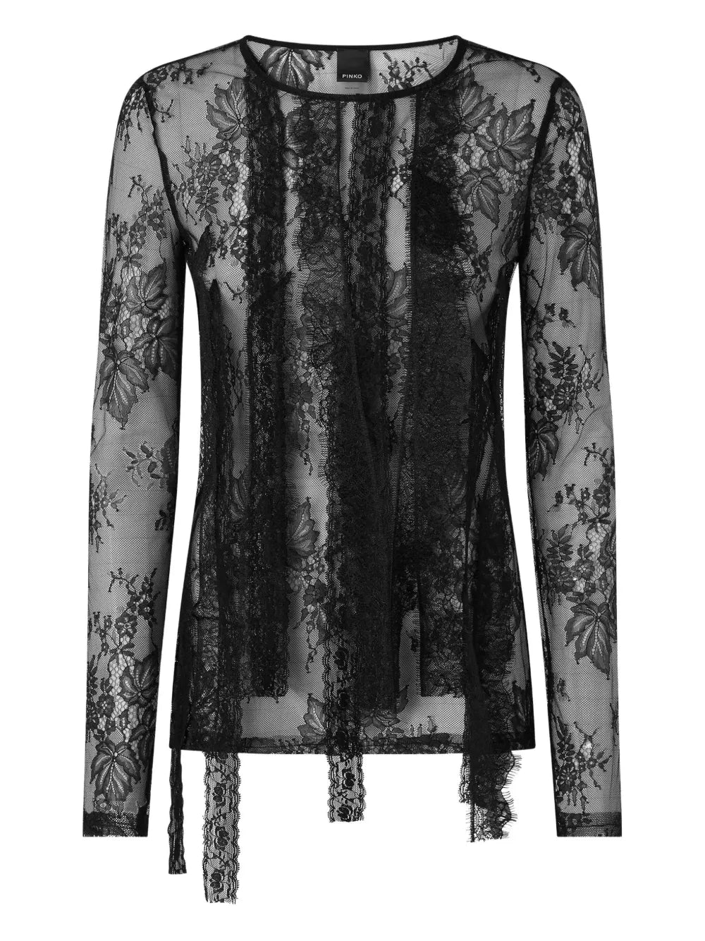 Floral-Lace Long-Sleeve Top
