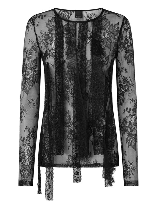 Floral-Lace Long-Sleeve Top