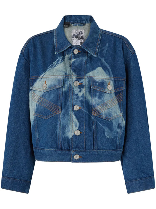 Horse-Print Denim Jacket