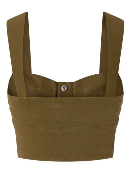 Button-Placket Crop Top