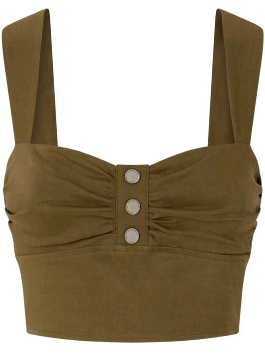 Button-Placket Crop Top
