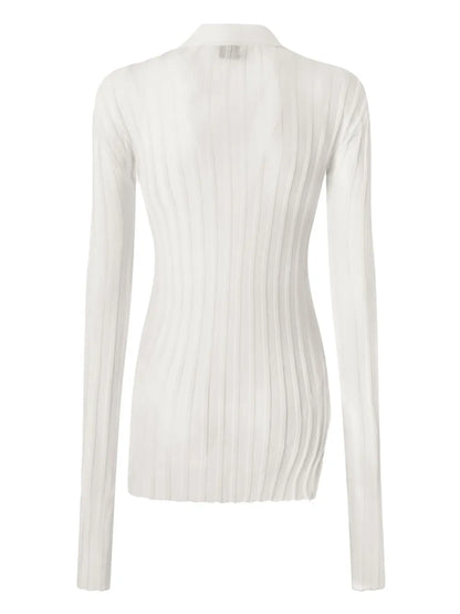 Ribbed-Knit Polo Shirt