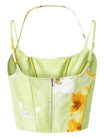 Floral-Print Corset Top
