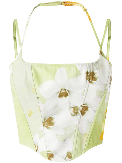 Floral-Print Corset Top