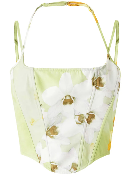 Floral-Print Corset Top