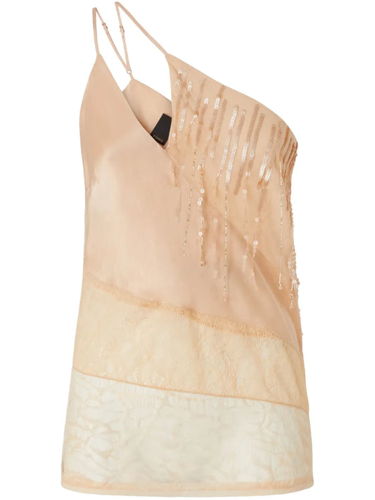 One-Shoulder Satin Top