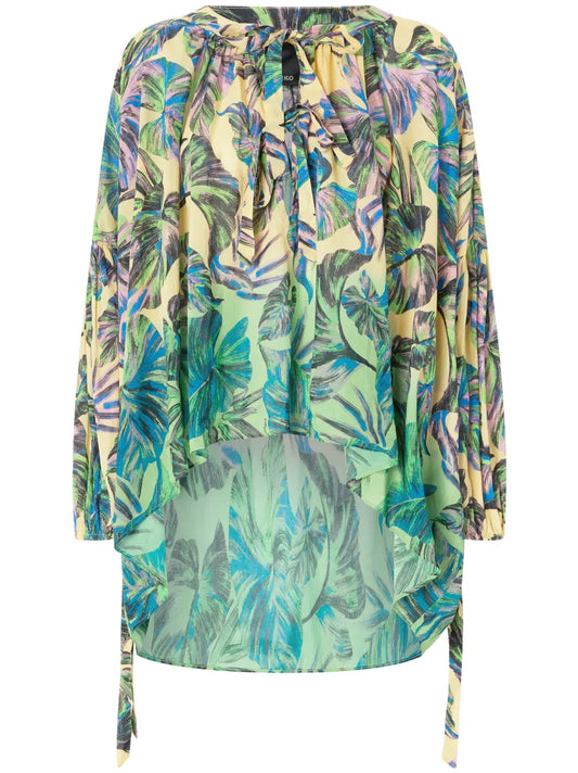 Leaf-Print Blouse