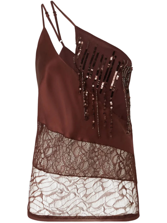 One-Shoulder Satin Top