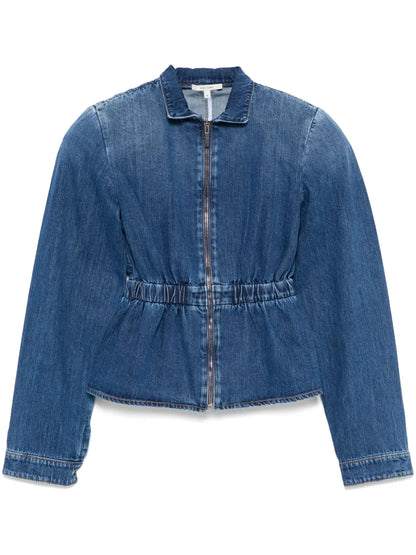 Gathered-Waist Denim Jacket
