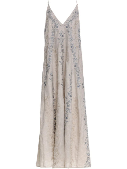 Soledad Bougainvillea Embroidered Maxi Dress