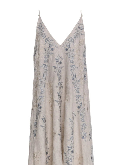 Soledad Bougainvillea Embroidered Maxi Dress
