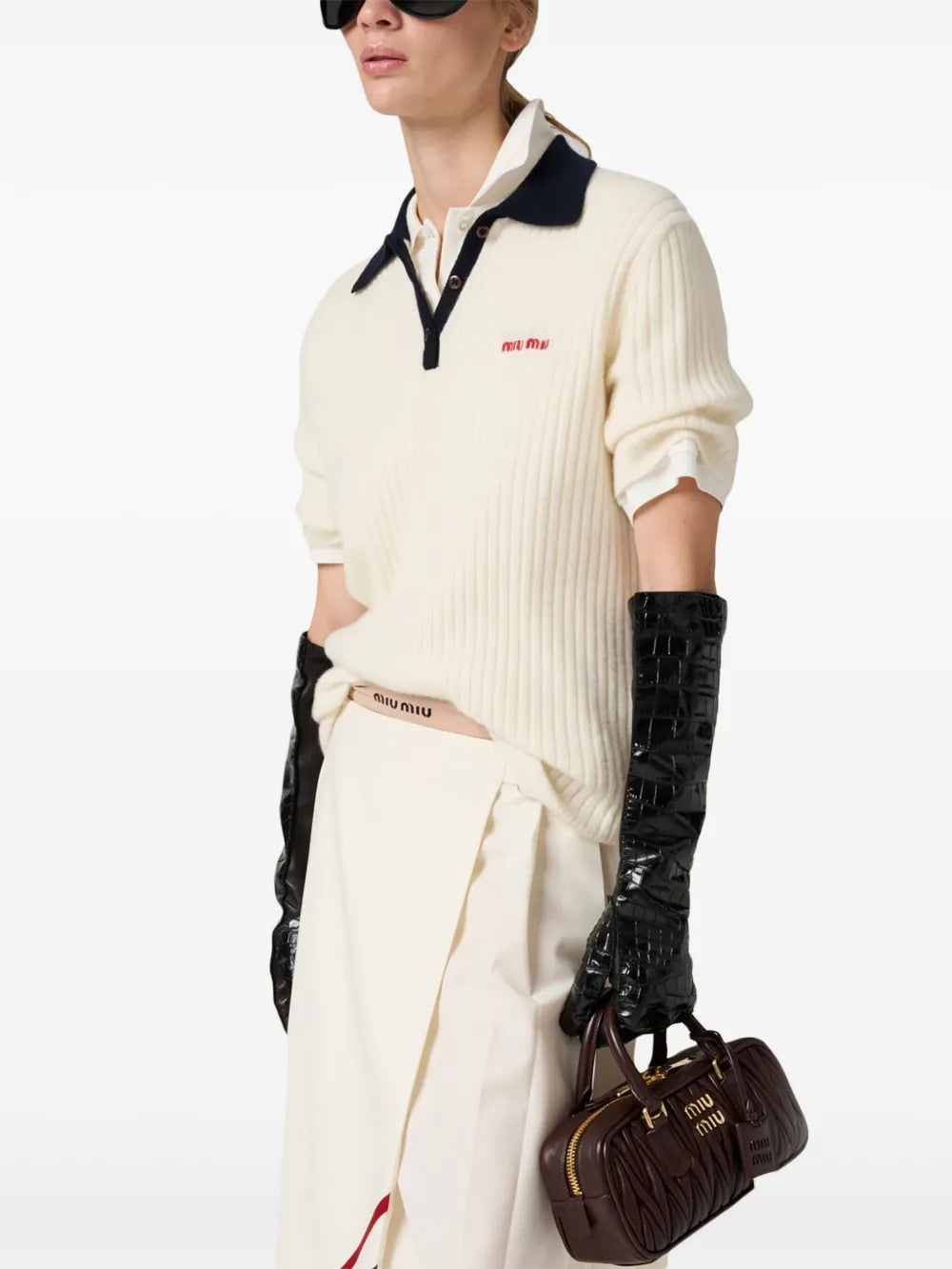 Ribbed Cashmere Polo Shirt