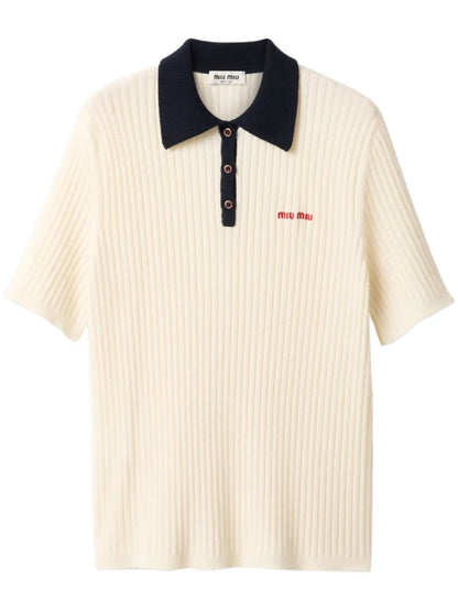 Ribbed Cashmere Polo Shirt