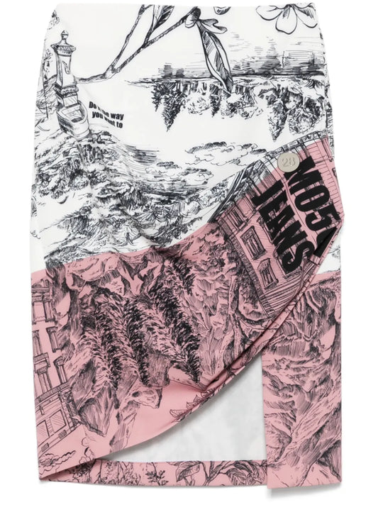 Illustration-Print Mini Skirt