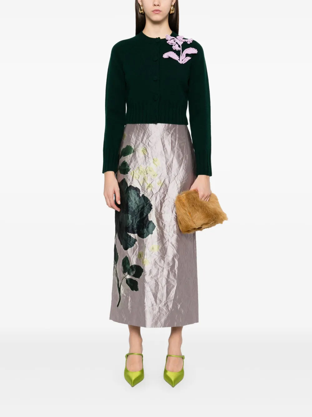 Floral-Appliqué Cardigan