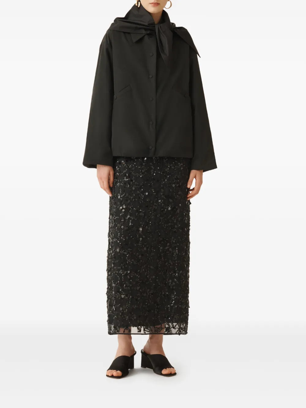 Detachable-Foulard Taffeta Jacket