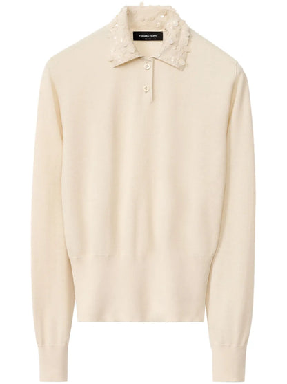 Fine-Knit Polo Top