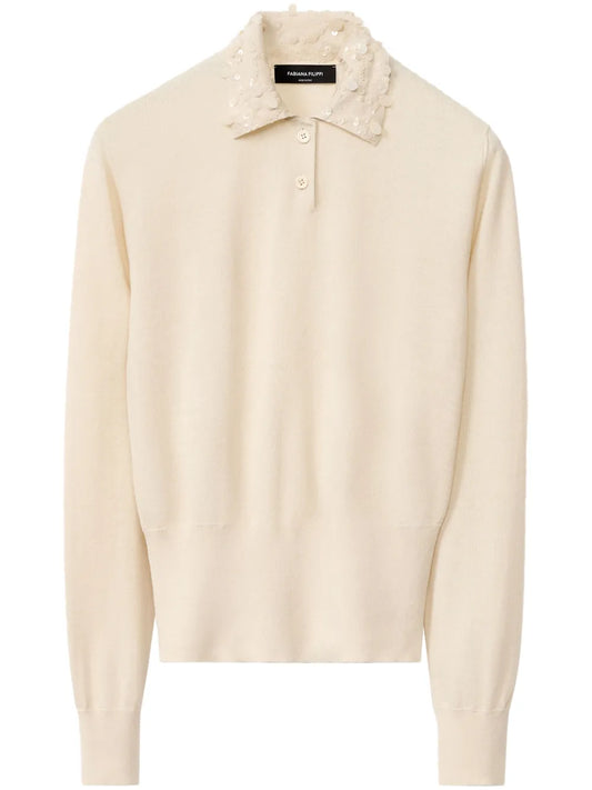 Fine-Knit Polo Top