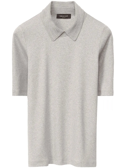 Mélange-Effect Polo Top
