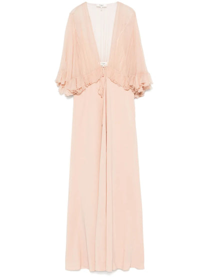 V-Neck Crepe Maxi Dress