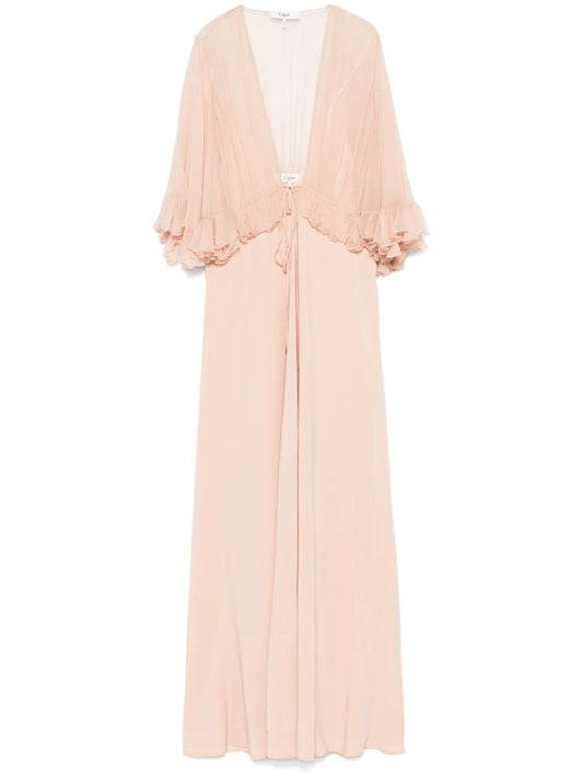 V-Neck Crepe Maxi Dress