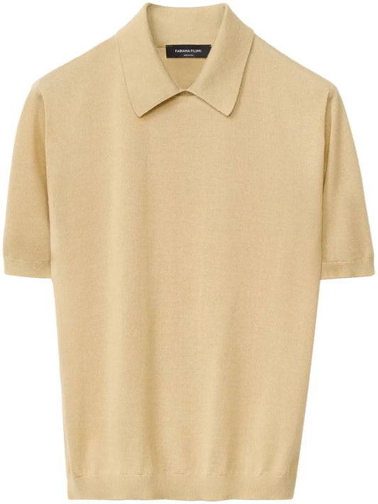 Fine-Knit Polo Top
