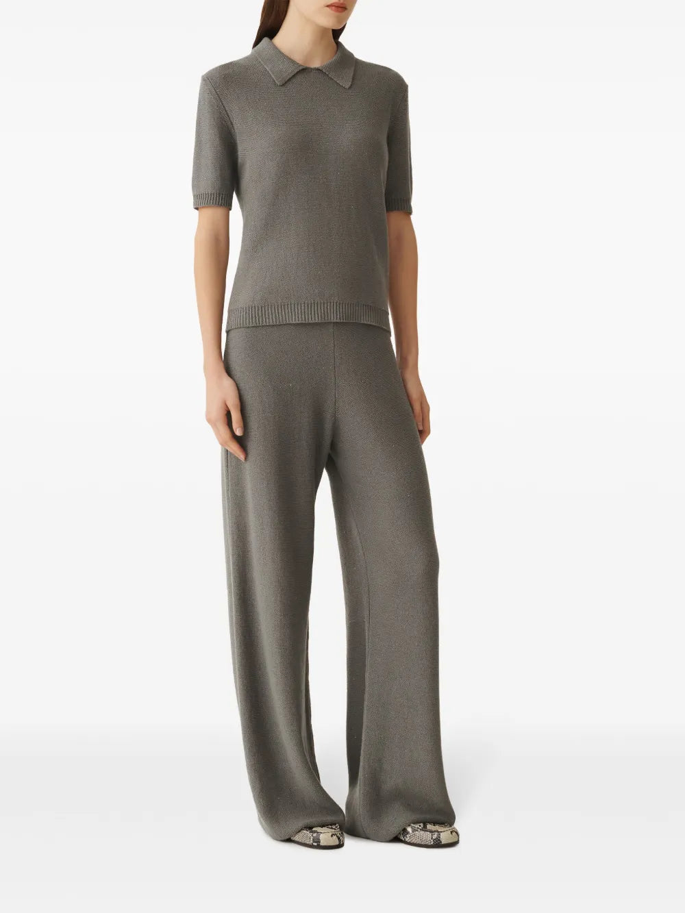 Fine-Knit Polo Top