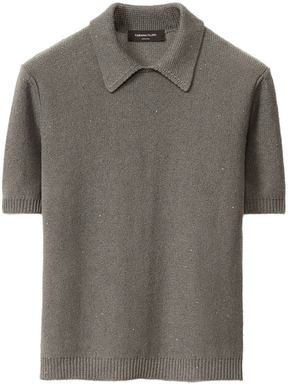 Fine-Knit Polo Top