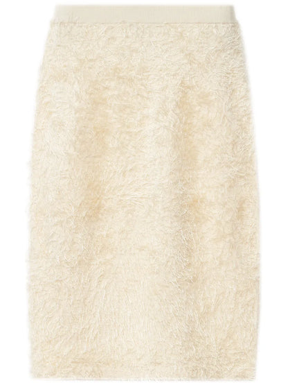 Textured-Finish Midi Skirt