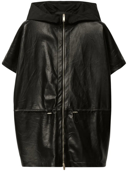 Pleated Leather Cape