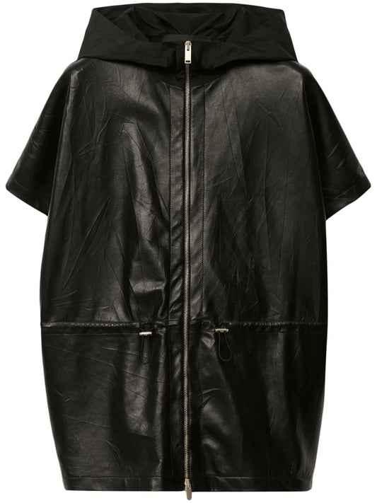 Pleated Leather Cape