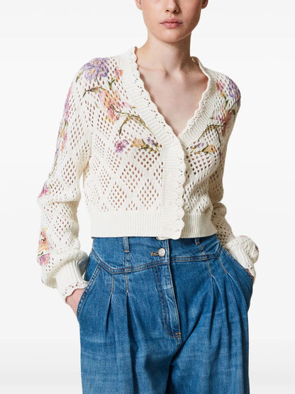 Floral-Print Cardigan